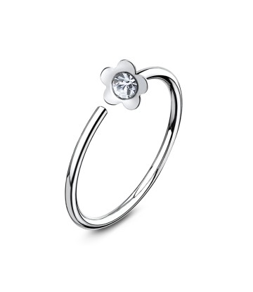 Lovely Flower Silver Nose Ring NSKR-41